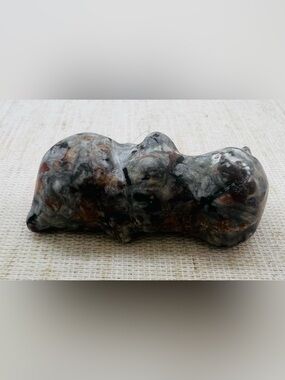 Grey Flame Stone‎ Hippo Figure Crystal New Reiki Strength